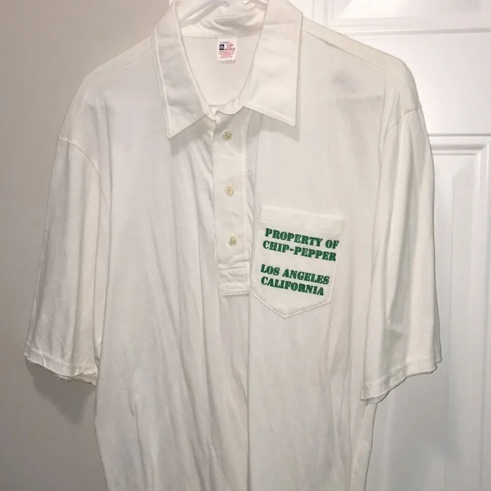 Vintage Retro Los Angeles mens Slim Fit Chip Pepper POCKET Polo Golf Shirt LA CA